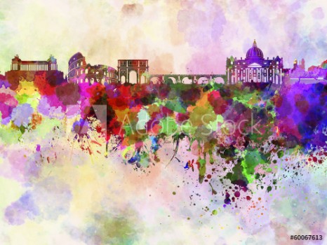 Picture of Rome skyline in watercolor background